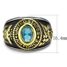 Load image into Gallery viewer, Military USA AirForce Gold Two-Toned with Sea Blue Crystal
