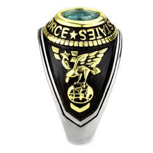 Load image into Gallery viewer, Military USA AirForce Gold Two-Toned with Sea Blue Crystal
