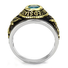 Load image into Gallery viewer, Military USA AirForce Gold Two-Toned with Sea Blue Crystal
