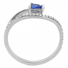 Load image into Gallery viewer, MT ad372 High Polished Stainless Steel Blue Sapphire Crystal with Round Clear Crystals September Birthstone
