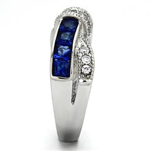 Load image into Gallery viewer, MT 2221 High polished Stainless Steel Ring Crystals in Montana Blue - February Birthstone
