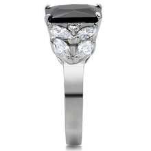 Load image into Gallery viewer, MTA 281 - Jet Black Emerald-Cut Crystal Ring- High Polished Stainless Steel Newest
