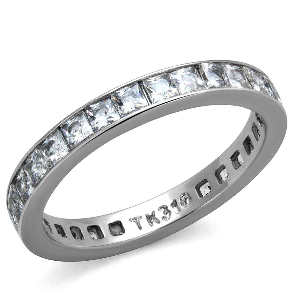 MT 4432 Eternity Band Square Princess Cut Clear Crystals- April Birthstone Larger sizes Available
