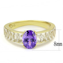 Load image into Gallery viewer, MT 1463 IP Gold(Ion Plating) Stainless Steel Ring with Oval Center Crystal in Tanzanite &amp; Clear Baguettes
