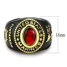 Load image into Gallery viewer, ❤️ U.S. Marines Red Stone Ring | Two-Tone Gold IP Stainless Steel | Women &amp; Men
