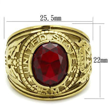 Load image into Gallery viewer, USA Military Army Stainless Steel Ring with Red Crystal
