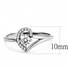 Load image into Gallery viewer, MT561 - Adorable Petite Polished Stainless Steel Halo with Center Clear Solitaire - April Birthstone - Minimalistic Newest

