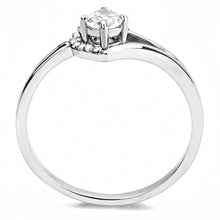 Load image into Gallery viewer, MT561 - Adorable Petite Polished Stainless Steel Halo with Center Clear Solitaire - April Birthstone - Minimalistic Newest
