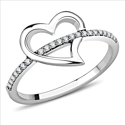 MT461 - Heart Ring with Band Pave Crystals Newest