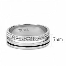 Load image into Gallery viewer, MT572 - High polished (no plating) Stainless Steel Ring with Clear Crystals - Men&#39;s and Women - Travel Jewelry
