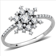Load image into Gallery viewer, MT713 - Snowflake Stainless Steel Ring Women and Girls Clear Crystals
