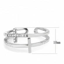 Load image into Gallery viewer, MT913 - Cross Ring - Two Crosses One Plain and One with Crystals Newest Cuff Style

