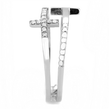 Load image into Gallery viewer, MT913 - Cross Ring - Two Crosses One Plain and One with Crystals Newest Cuff Style
