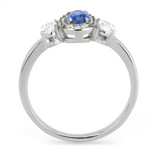 Load image into Gallery viewer, MT733 - No Plating Stainless Steel Ring with Exquisite Crystals in London Blue September Birthstone Minimalistic Petite Newest
