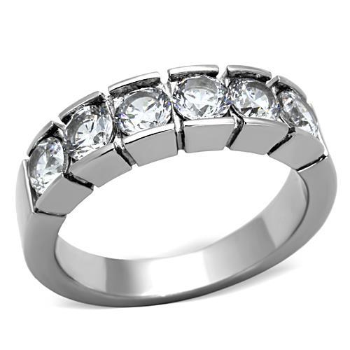 MT2801 - Wide Band with Six Round Crystals April Birthstone