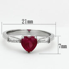 Load image into Gallery viewer, MT1221 - July Birthstone Red Ruby Heart Baguettes on Side Great Valentine&#39;s Gift Newest
