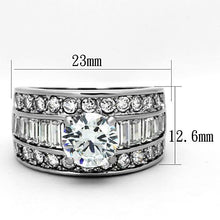 Load image into Gallery viewer, MT2321 - Stainless Steel Double Eternity Band with Baguettes Adorning 5 carat center Crystal!! April Birthstone
