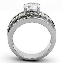 Load image into Gallery viewer, MT2321 - Stainless Steel Double Eternity Band with Baguettes Adorning 5 carat center Crystal!! April Birthstone
