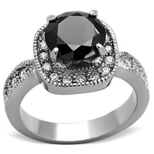 Load image into Gallery viewer, MT2231 - High polished (no plating) Stainless Steel Ring with Brilliant Crystals  in Black Diamond Unique Halo Style
