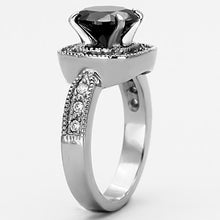Load image into Gallery viewer, MT2231 - High polished (no plating) Stainless Steel Ring with Brilliant Crystals  in Black Diamond Unique Halo Style
