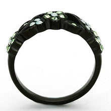 Load image into Gallery viewer, MT0631 - Black Stainless Peridot Flower Ring August Birthstone
