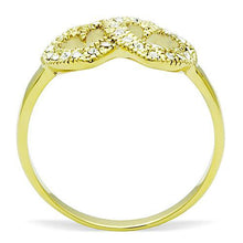 Load image into Gallery viewer, MT8931 - IP Gold(Ion Plating) Stainless Steel Ring with Top Grade Crystal in Clear - Double Heart- Gold IP Ring April Birthstone
