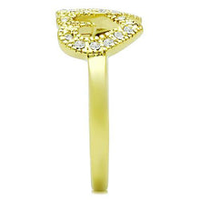 Load image into Gallery viewer, MT8931 - IP Gold(Ion Plating) Stainless Steel Ring with Top Grade Crystal in Clear - Double Heart- Gold IP Ring April Birthstone
