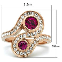 Load image into Gallery viewer, MT0341 - Rose Gold IP Stainless Fuchsia Ring October Birthstone
