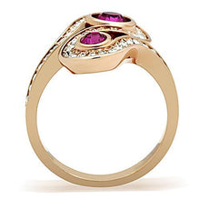 Load image into Gallery viewer, MT0341 - Rose Gold IP Stainless Fuchsia Ring October Birthstone
