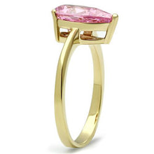 Load image into Gallery viewer, MT8051 - IP Gold(Ion Plating) Stainless Steel Ring Rose Pear Shape Rose - Pink Ice/Tourmaline Crystal  - October Birthstone -
