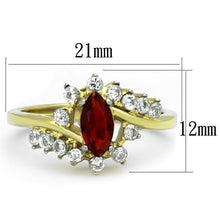 Load image into Gallery viewer, MT9651 - Antique Stainless Steel Ring Two-Tone IP Gold (Ion Plating) Women Synthetic January Birthstone July BirthstoneRed Newest Birthstone
