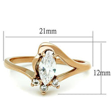 Load image into Gallery viewer, MT0951 - IP Rose Gold(Ion Plating) Stainless Steel Ring Clear Tear Drop Crystal with accenting Round Crystals - Newest April Birthstone
