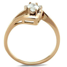 Load image into Gallery viewer, MT0951 - IP Rose Gold(Ion Plating) Stainless Steel Ring Clear Tear Drop Crystal with accenting Round Crystals - Newest April Birthstone
