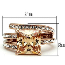 Load image into Gallery viewer, MT5661 - IP Rose Gold(Ion Plating) Stainless Steel Ring in Champagne and Clear Crystals - November Birthstone
