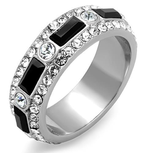 MT7761 - Black Tourmaline and Crystal Double Eternity Band