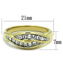 Load image into Gallery viewer, MT4071 - Two-Tone IP Gold (Ion Plating) Stainless Steel Ring with Clear Round Crystals
