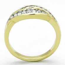 Load image into Gallery viewer, MT4071 - Two-Tone IP Gold (Ion Plating) Stainless Steel Ring with Clear Round Crystals
