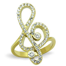 Load image into Gallery viewer, MT4171 - IP Gold(Ion Plating) Stainless Steel Ring - Music- Treble Clef April Birthstone
