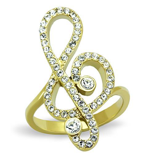 MT4171 - IP Gold(Ion Plating) Stainless Steel Ring - Music- Treble Clef April Birthstone