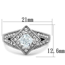 Load image into Gallery viewer, MT0671 - Clear Crystal Halo Design- Stainless Steel Antique April Birthstone
