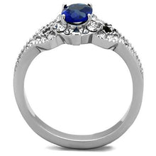 Load image into Gallery viewer, MT5671 - Sapphire and Clear Crystals- Stainless Steel Ring September Birthstone

