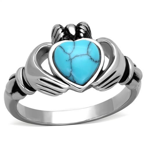 MT0771 - Claddagh with Simulated Turquoise Heart