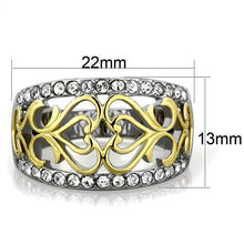 Load image into Gallery viewer, MT2971 - Stainless Steel Gold IP Two Tone Crystal Ring
