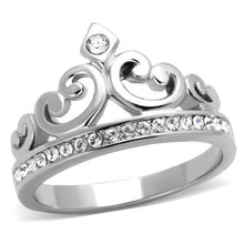 Load image into Gallery viewer, MT1281 - Clear Princess Crown - Stainless Steel Ring
