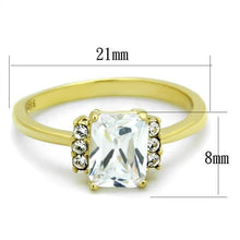Load image into Gallery viewer, MT6781 - IP Gold(Ion Plating) Stainless Steel Ring with Crystals in Clear - Emerald Cut Center Stone- April Birthstone
