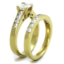 Load image into Gallery viewer, MT5981 - IP Gold(Ion Plating) Stainless Steel Ring Princess-cut (Square Brilliance) Travel Jewelry
