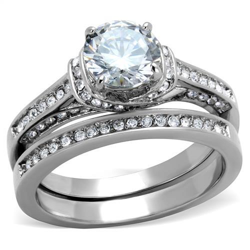 MT9191 - Brilliant Round Cut Crystal with Bezel Set Shaft and Band  - Newest Ring