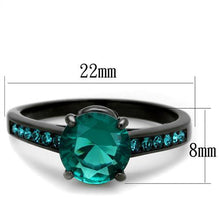 Load image into Gallery viewer, MT4102 - IP Black(Ion Plating) Stainless Steel Ring with Crystals in Teal Green

