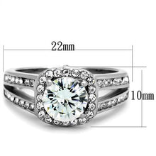 Load image into Gallery viewer, MT3402 - High polished (no plating) Stainless Steel Ring Brilliant  Center Stone with pave Halo Engagement Ring - Most Popular April Birthstone
