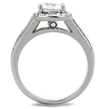 Load image into Gallery viewer, MT3402 - High polished (no plating) Stainless Steel Ring Brilliant  Center Stone with pave Halo Engagement Ring - Most Popular April Birthstone
